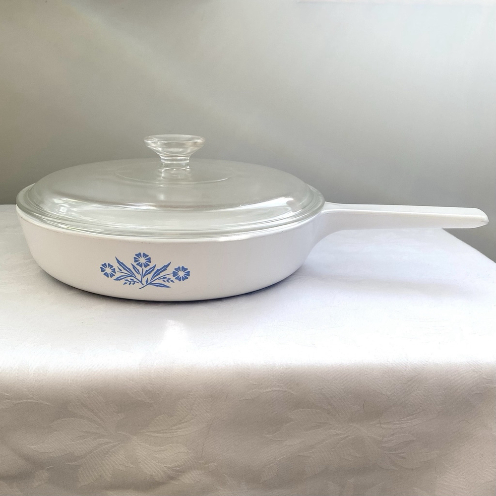 CORNING WARE RANGE TOPPER N-10-B 10" SKILLET PAN W/ LID BLUE CORNFLOWER RARE